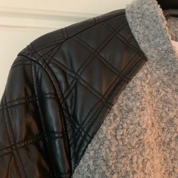 BCBGeneration Wool Coat w/faux leather sleeves - Picture 3 of 7